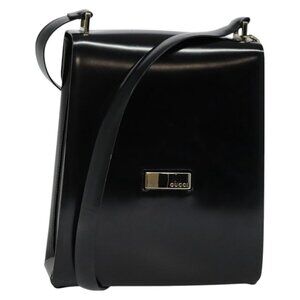 Authentic GUCCI Shoulder Bag Enamel Black 001 2113 1745